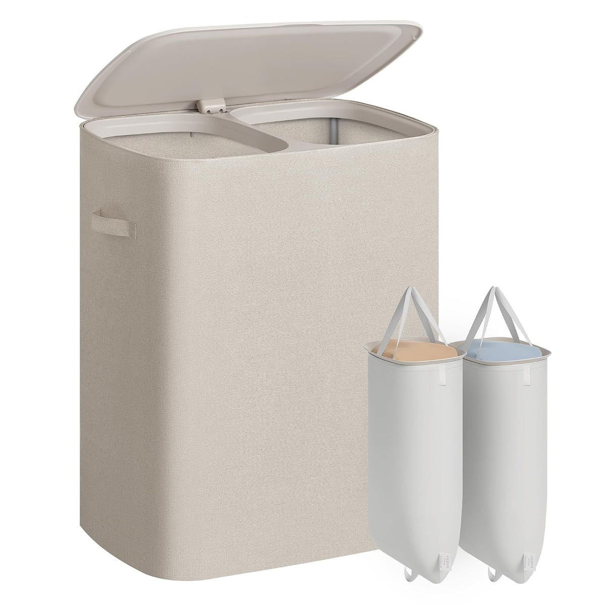 SONGMICS Laundry Hamper with Lid, 160L Laundry Basket, 2 Sections