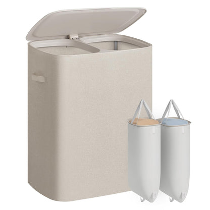 SONGMICS Laundry Hamper with Lid, 160L Laundry Basket, 2 Sections
