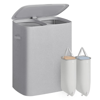 SONGMICS Laundry Hamper with Lid, 160L Laundry Basket, 2 Sections