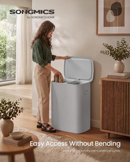 SONGMICS Laundry Hamper with Lid, 160L Laundry Basket, 2 Sections