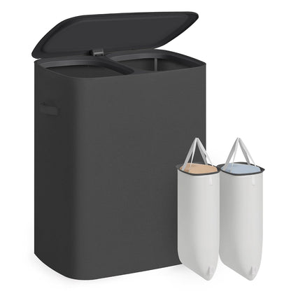 SONGMICS Laundry Hamper with Lid, 160L Laundry Basket, 2 Sections