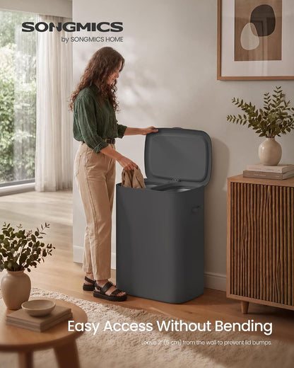 SONGMICS Laundry Hamper with Lid, 160L Laundry Basket, 2 Sections