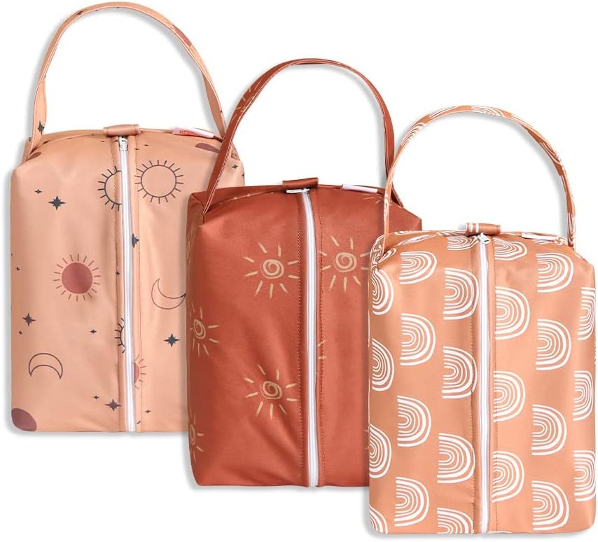 Wet Dry Bag 3PCS Diaper Organizer Bag Nappy Pouch Water- resistan Diaper Pod for Diaper Bag,Gym Bag,Travel Bag