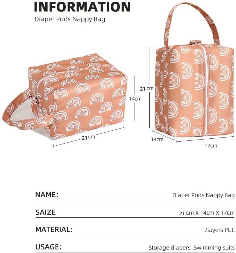 Wet Dry Bag 3PCS Diaper Organizer Bag Nappy Pouch Water- resistan Diaper Pod for Diaper Bag,Gym Bag,Travel Bag