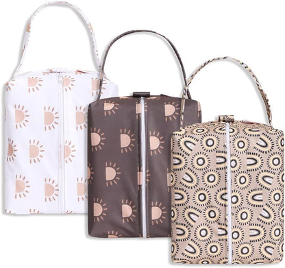 Wet Dry Bag 3PCS Diaper Organizer Bag Nappy Pouch Water- resistan Diaper Pod for Diaper Bag,Gym Bag,Travel Bag