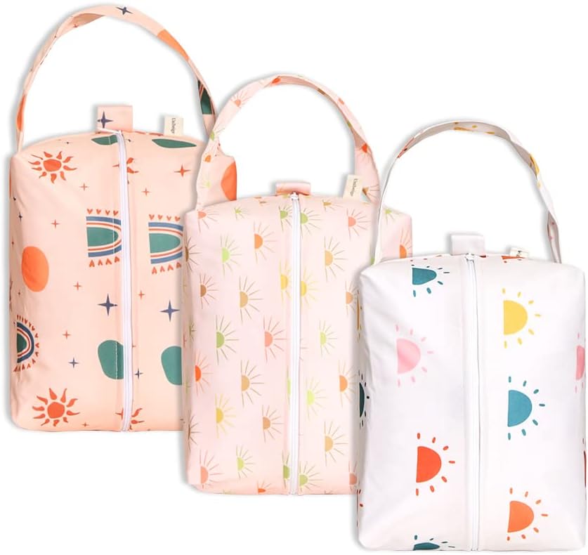 Wet Dry Bag 3PCS Diaper Organizer Bag Nappy Pouch Water- resistan Diaper Pod for Diaper Bag,Gym Bag,Travel Bag