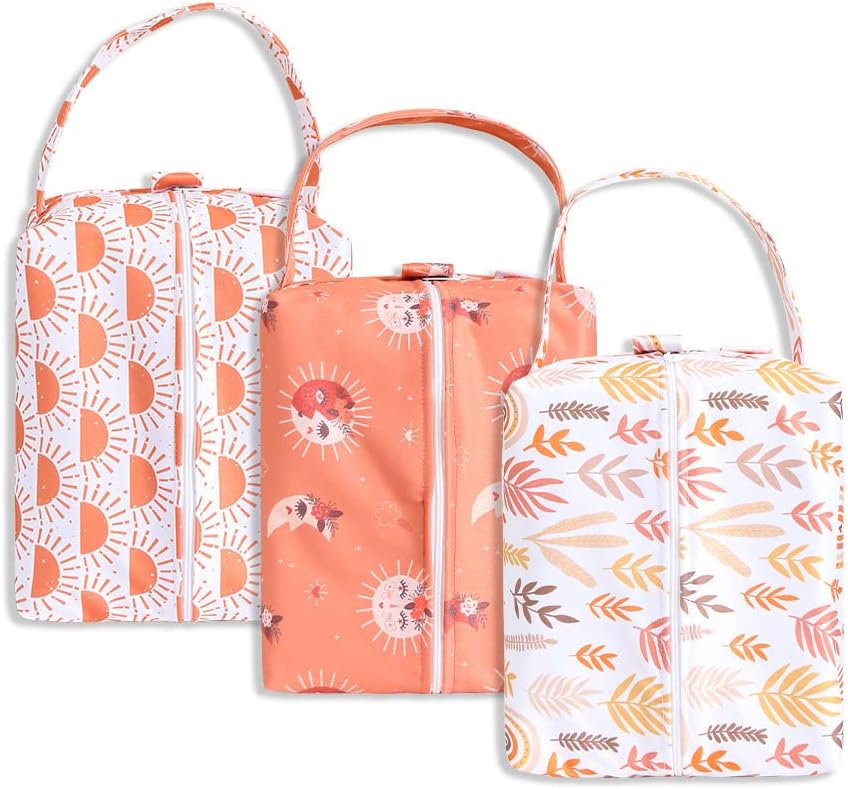 Wet Dry Bag 3PCS Diaper Organizer Bag Nappy Pouch Water- resistan Diaper Pod for Diaper Bag,Gym Bag,Travel Bag