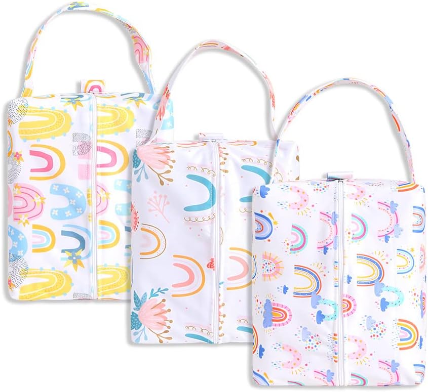 Wet Dry Bag 3PCS Diaper Organizer Bag Nappy Pouch Water- resistan Diaper Pod for Diaper Bag,Gym Bag,Travel Bag