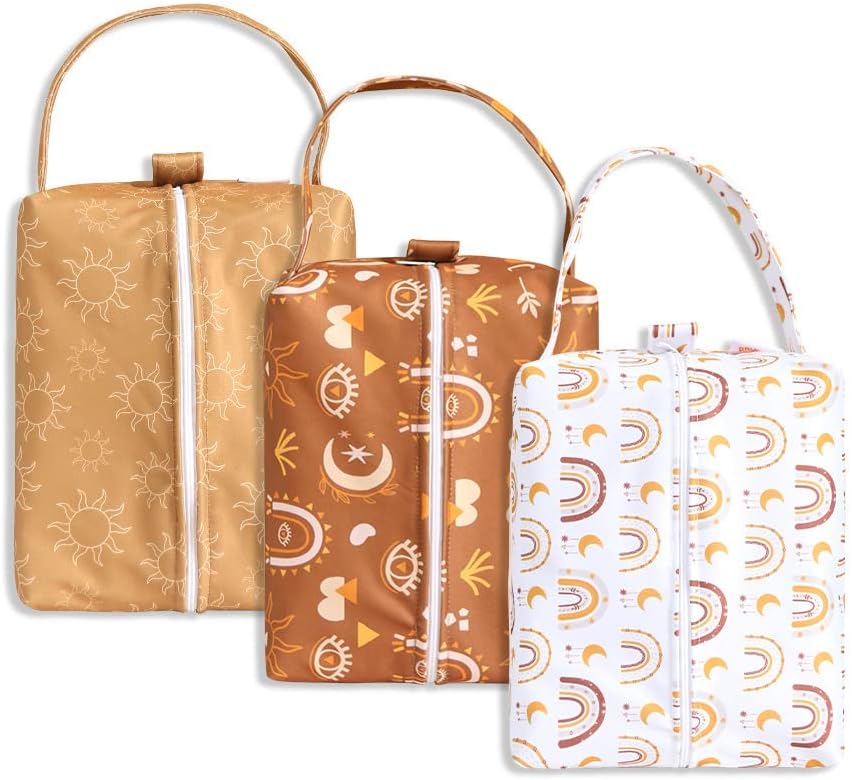 Wet Dry Bag 3PCS Diaper Organizer Bag Nappy Pouch Water- resistan Diaper Pod for Diaper Bag,Gym Bag,Travel Bag