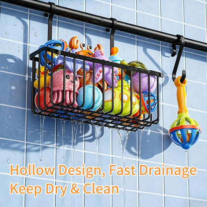 Over-the-Tub Bath Toy Storage, Adjustable Tub Organizer, Black