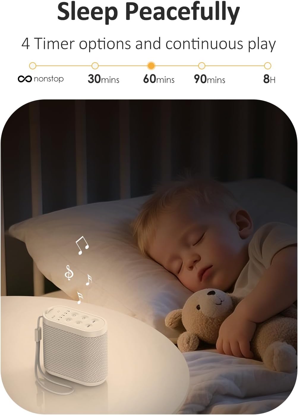 Portable White Noise Sound Machine for Adults, Baby - Brown/Pink/White Noise Machine：Rechargeable Battery, Headphone Jack, 21 Sounds, Nonstop Play & Sleep Timer, Memory Function, Home, Office,Travel