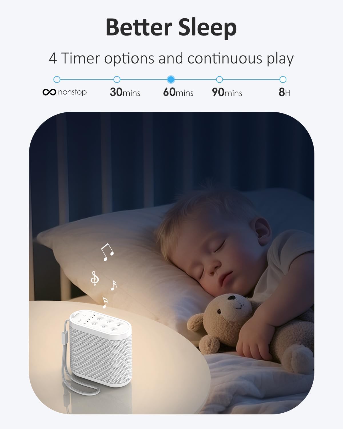 Portable White Noise Sound Machine for Adults, Baby - Brown/Pink/White Noise Machine：Rechargeable Battery, Headphone Jack, 21 Sounds, Nonstop Play & Sleep Timer, Memory Function, Home, Office,Travel