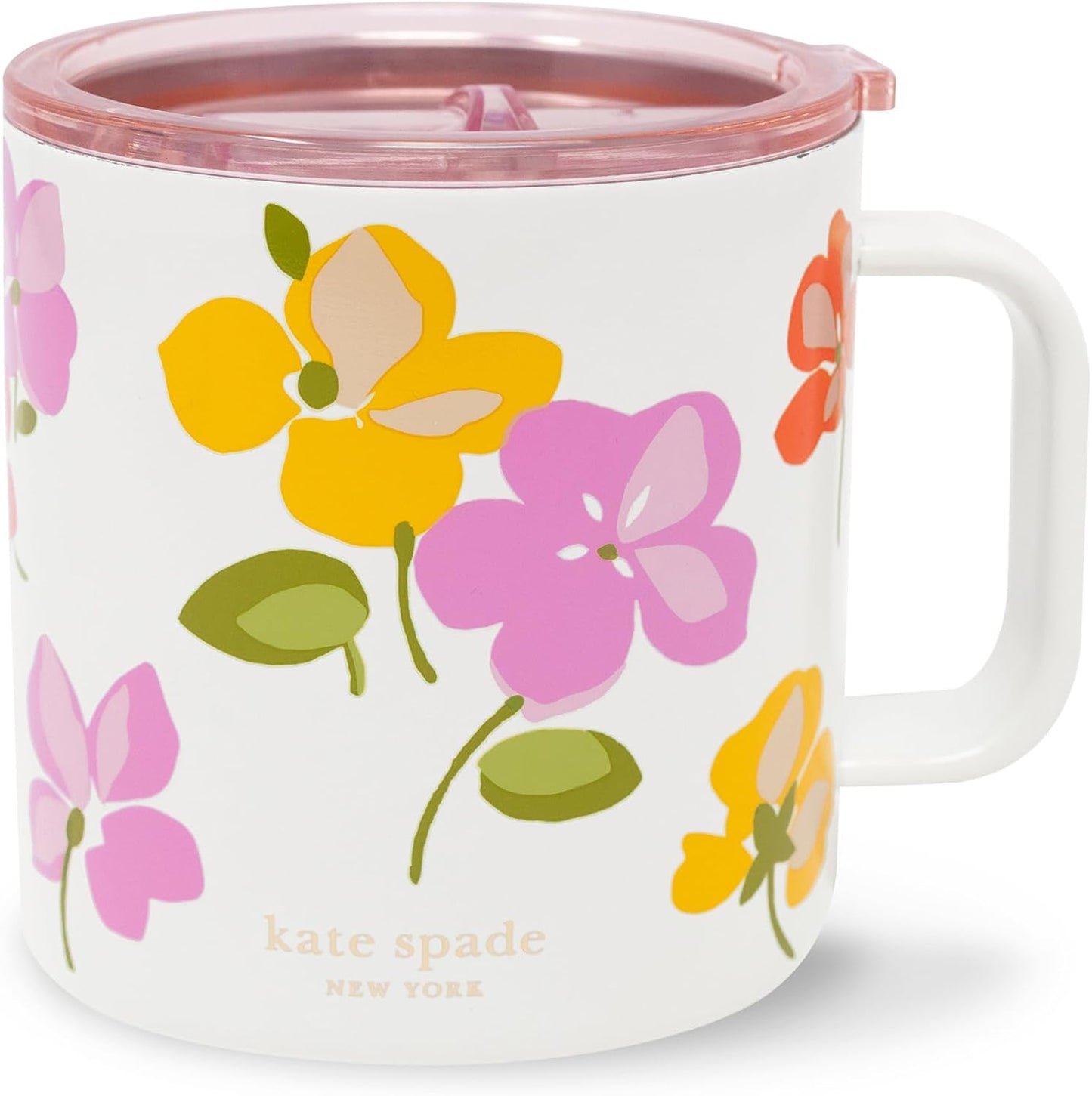 16 oz Insulated Mug, Bookshelf | Stainless Steel, Reusable, Travel Thermal Coffee Cup with Handle and Acrylic Lid for Hot and Cold Drinks