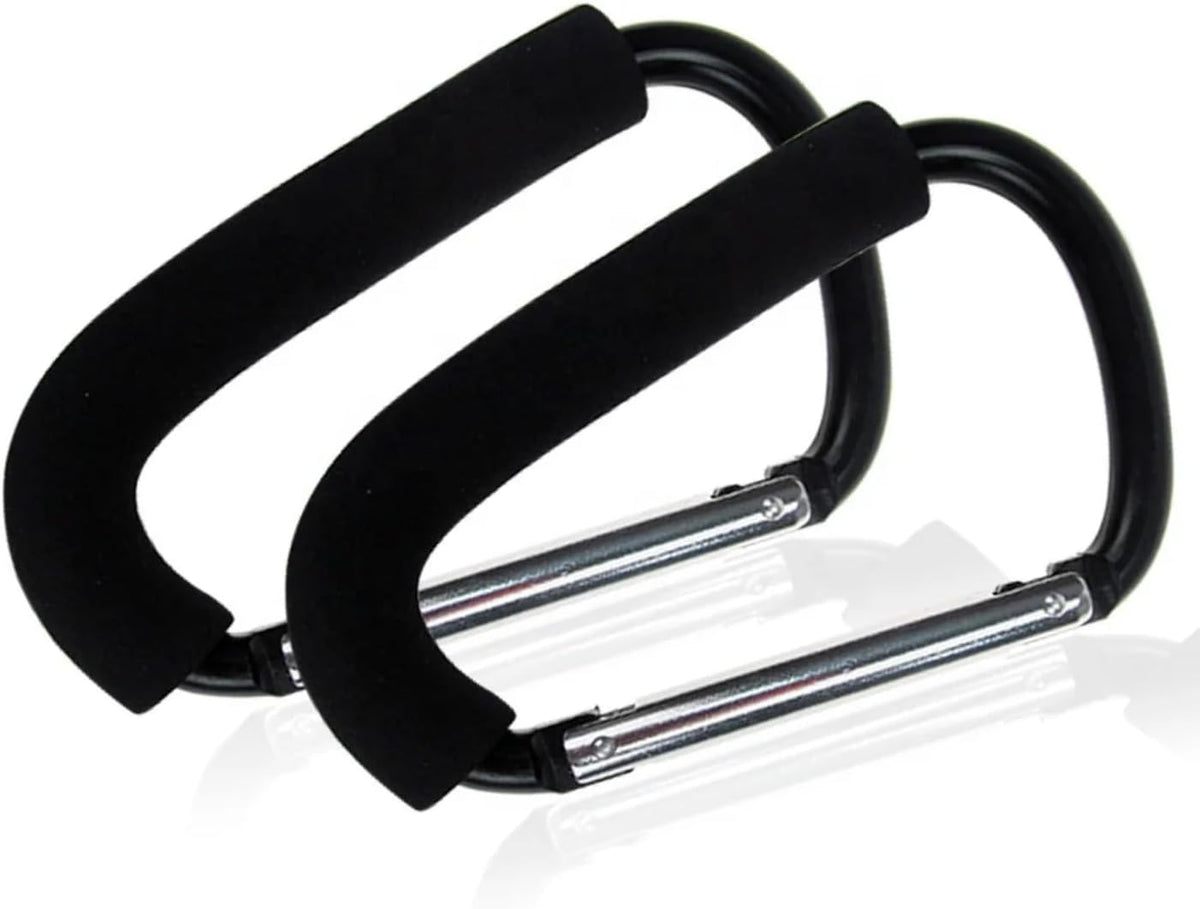 Stroller Hooks 6.7", XL Carabiner Heavy Duty Aluminum, 2 Pack for Shopping Bags, Luggage, Diaper Bags, Purses, Dog Leash, Camping, Garage, Large Carabiner, Tie Downs