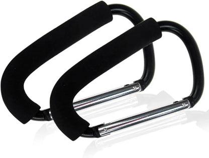 Stroller Hooks 6.7", XL Carabiner Heavy Duty Aluminum, 2 Pack for Shopping Bags, Luggage, Diaper Bags, Purses, Dog Leash, Camping, Garage, Large Carabiner, Tie Downs