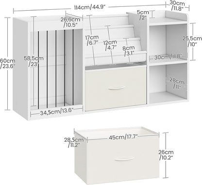 2-in-1 Kids Bookshelf with Stuffed Animal Storage White