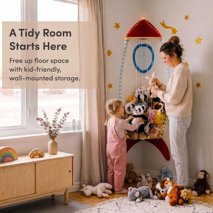 Corner Stuffed Animal Storage, Wall Mounted, Spaceship