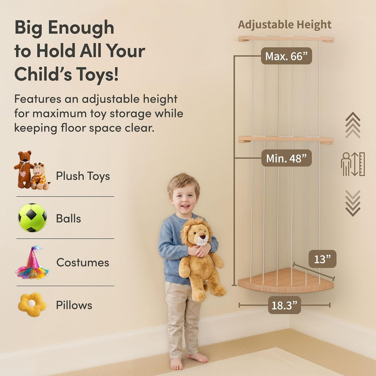 Corner Stuffed Animal Storage, Wall Mounted, Spaceship