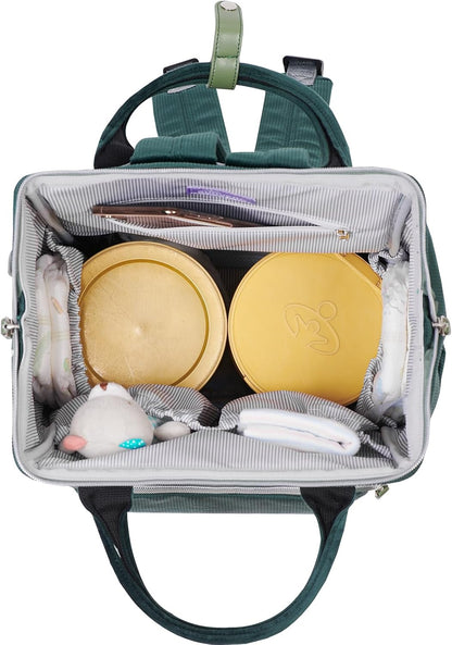 Velvet Stitching Diaper Bag Backpack Large Capacity Tote Shoulder Nappy Bag Organizer for Baby Care with Insulated Pockets,Waterproof Fabric, Grey