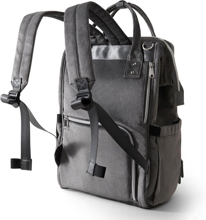 Velvet Stitching Diaper Bag Backpack Large Capacity Tote Shoulder Nappy Bag Organizer for Baby Care with Insulated Pockets,Waterproof Fabric, Grey