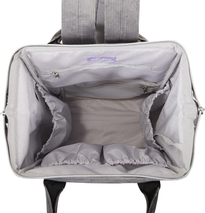 Velvet Stitching Diaper Bag Backpack Large Capacity Tote Shoulder Nappy Bag Organizer for Baby Care with Insulated Pockets,Waterproof Fabric, Grey