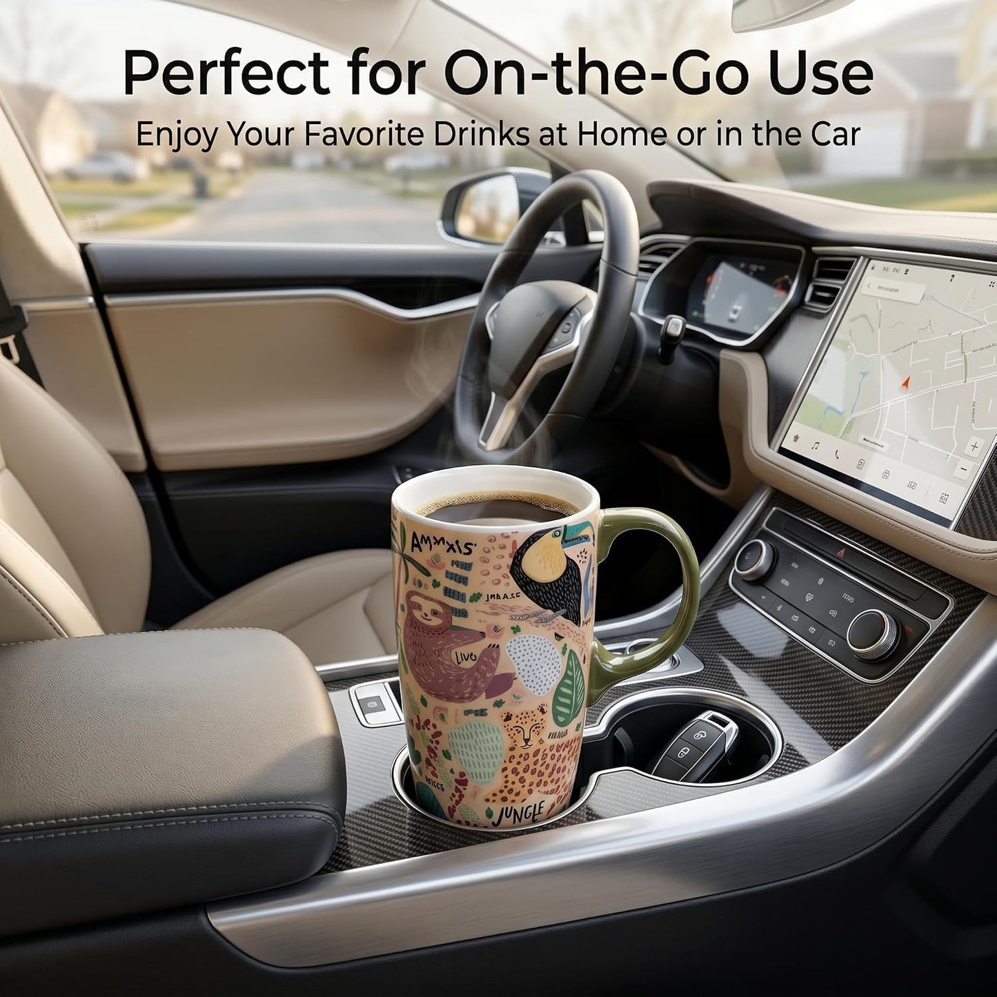 17oz Ceramic Travel Mug with Lid, Great Wave Coffee Mug | 17oz Ceramic Travel Mug • Great Wave Design • Spill-Resistant Lid • Microwave & Dishwasher Safe • Gift Box