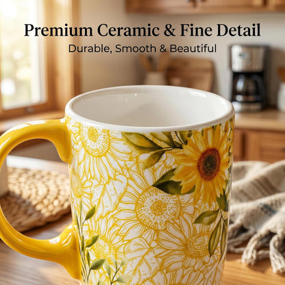 17oz Ceramic Travel Mug with Lid, Great Wave Coffee Mug | 17oz Ceramic Travel Mug • Great Wave Design • Spill-Resistant Lid • Microwave & Dishwasher Safe • Gift Box