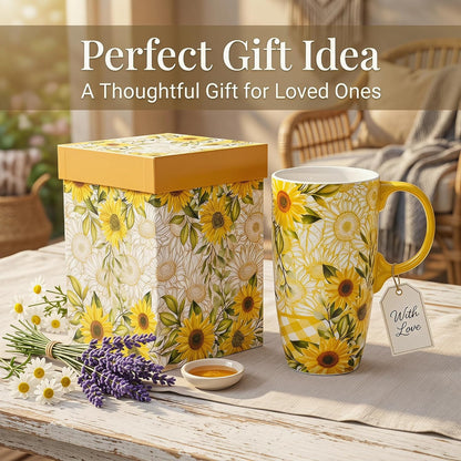 17oz Ceramic Travel Mug with Lid, Great Wave Coffee Mug | 17oz Ceramic Travel Mug • Great Wave Design • Spill-Resistant Lid • Microwave & Dishwasher Safe • Gift Box