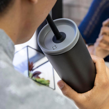 20 oz Stainless Steel Vacuum Insulated Tumbler with 2 lids - Straw Lid & Flip Lid - Insulated Travel Tumbler Mug for Hot or Cold Drinks - Black