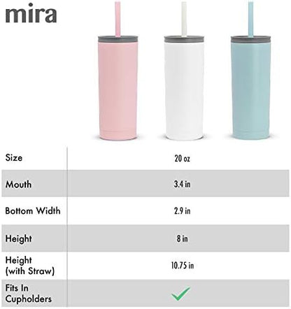 20 oz Stainless Steel Vacuum Insulated Tumbler with 2 lids - Straw Lid & Flip Lid - Insulated Travel Tumbler Mug for Hot or Cold Drinks - Black