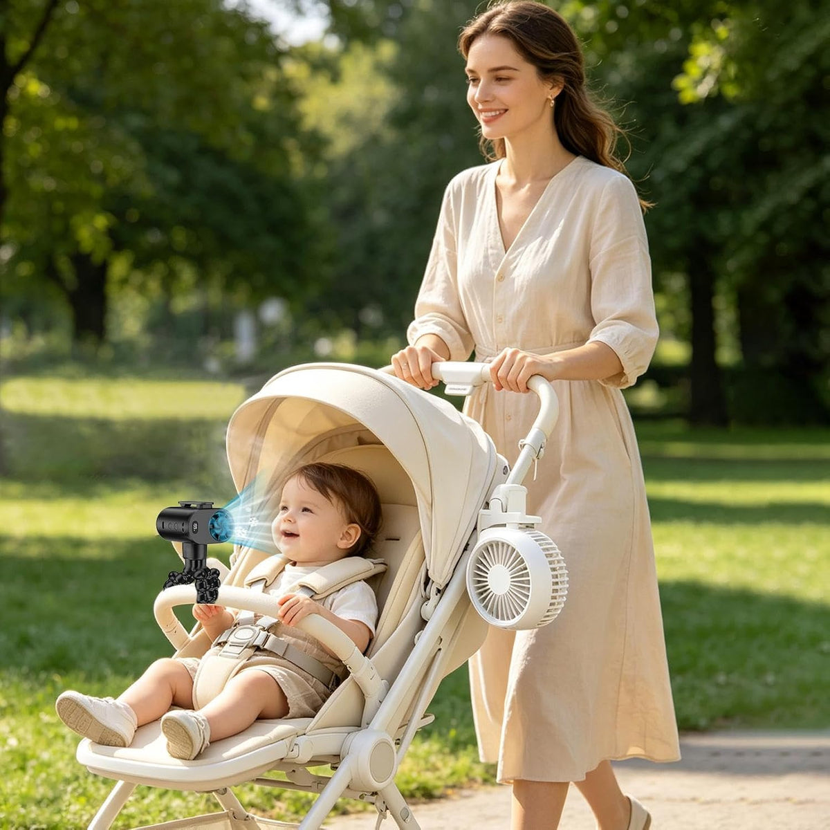 Portable Detachable 5-Speed Quiet Stroller Fan Adjustable Clip on Fan