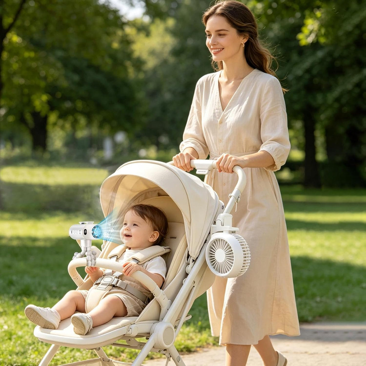 Portable Detachable 5-Speed Quiet Stroller Fan Adjustable Clip on Fan
