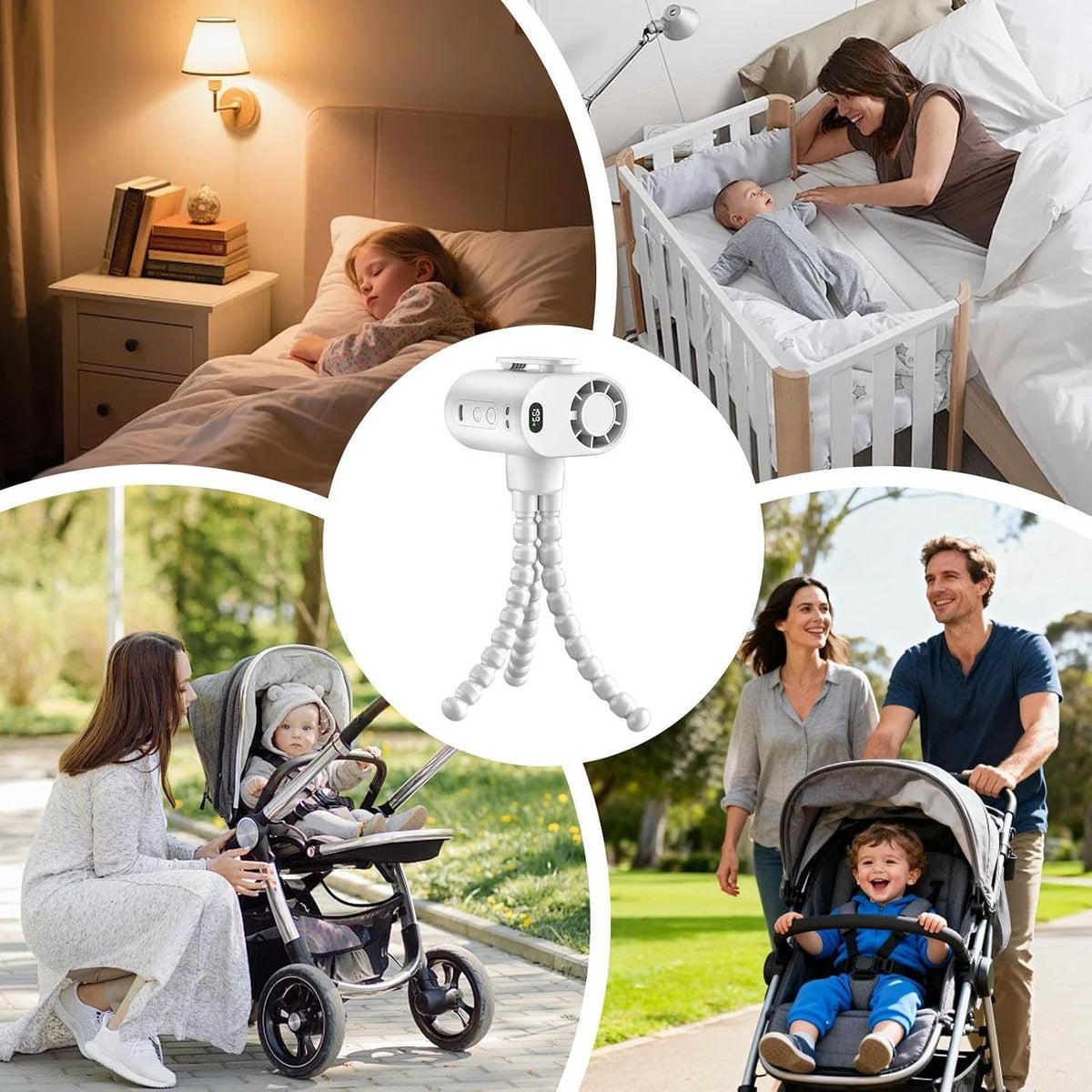 Portable Detachable 5-Speed Quiet Stroller Fan Adjustable Clip on Fan