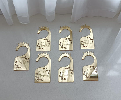 Baby Closet Dividers,Set of 7 Acrylic Mirror Baby Clothes Organizers for Wardrobe Closet Home Nursery from Newborn to 24 Months (Gold Mirror, Model 1)