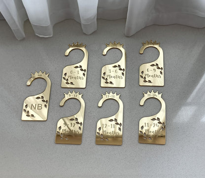 Baby Closet Dividers,Set of 7 Acrylic Mirror Baby Clothes Organizers for Wardrobe Closet Home Nursery from Newborn to 24 Months (Gold Mirror, Model 1)