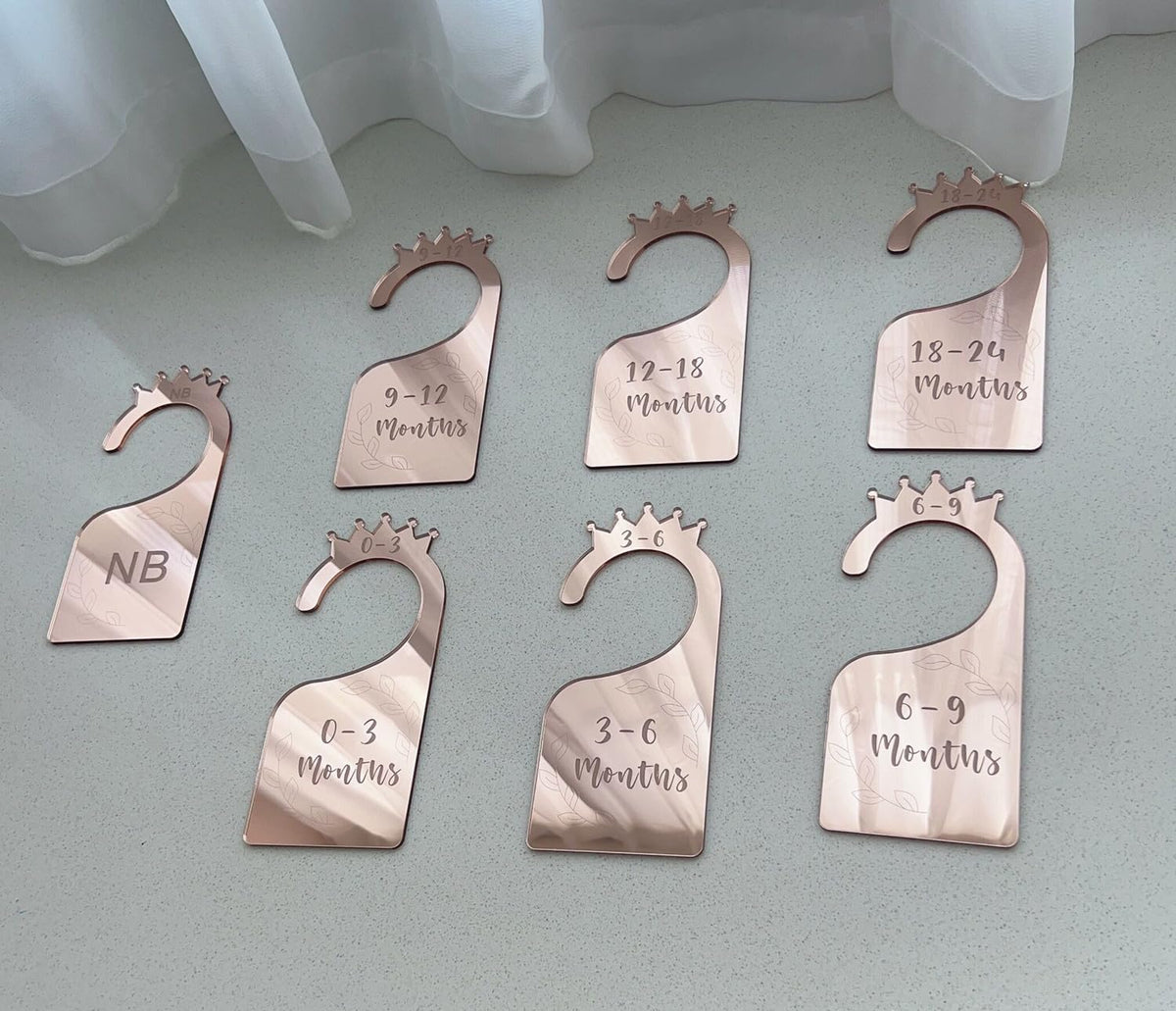 Baby Closet Dividers,Set of 7 Acrylic Mirror Baby Clothes Organizers for Wardrobe Closet Home Nursery from Newborn to 24 Months (Gold Mirror, Model 1)