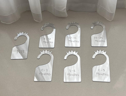 Baby Closet Dividers,Set of 7 Acrylic Mirror Baby Clothes Organizers for Wardrobe Closet Home Nursery from Newborn to 24 Months (Gold Mirror, Model 1)