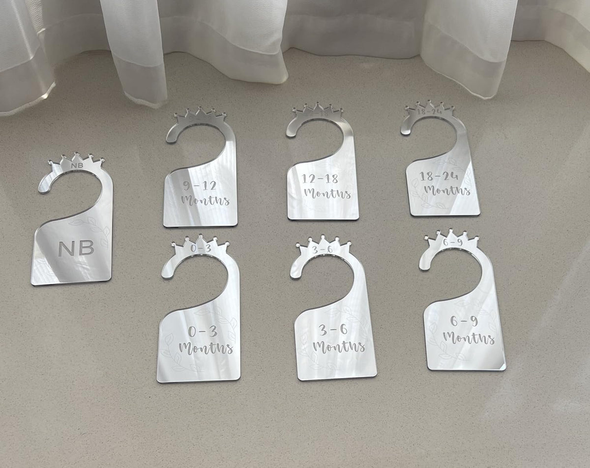 Baby Closet Dividers,Set of 7 Acrylic Mirror Baby Clothes Organizers for Wardrobe Closet Home Nursery from Newborn to 24 Months (Gold Mirror, Model 1)