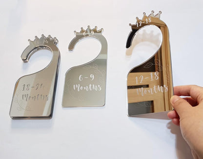 Baby Closet Dividers,Set of 7 Acrylic Mirror Baby Clothes Organizers for Wardrobe Closet Home Nursery from Newborn to 24 Months (Gold Mirror, Model 1)