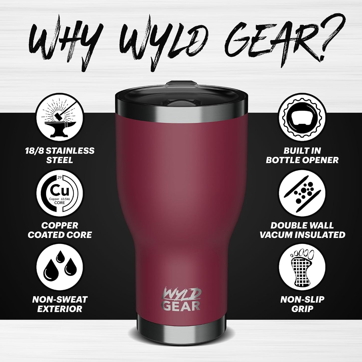 Wyld Tumbler (Maroon, 30oz)
