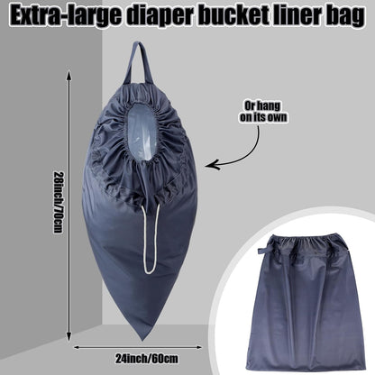 2 Pack Reusable Cloth Diaper Pail Liner Bags Hangable with Strap