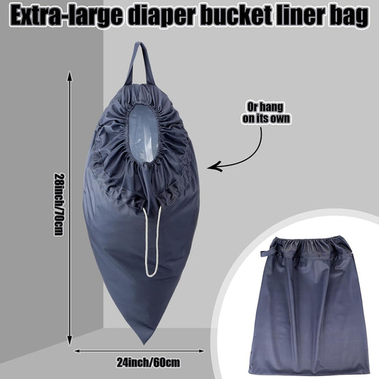 2 Pack Reusable Cloth Diaper Pail Liner Bags Hangable with Strap