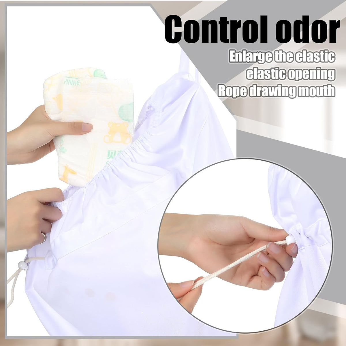 2 Pack Reusable Cloth Diaper Pail Liner Bags Hangable with Strap
