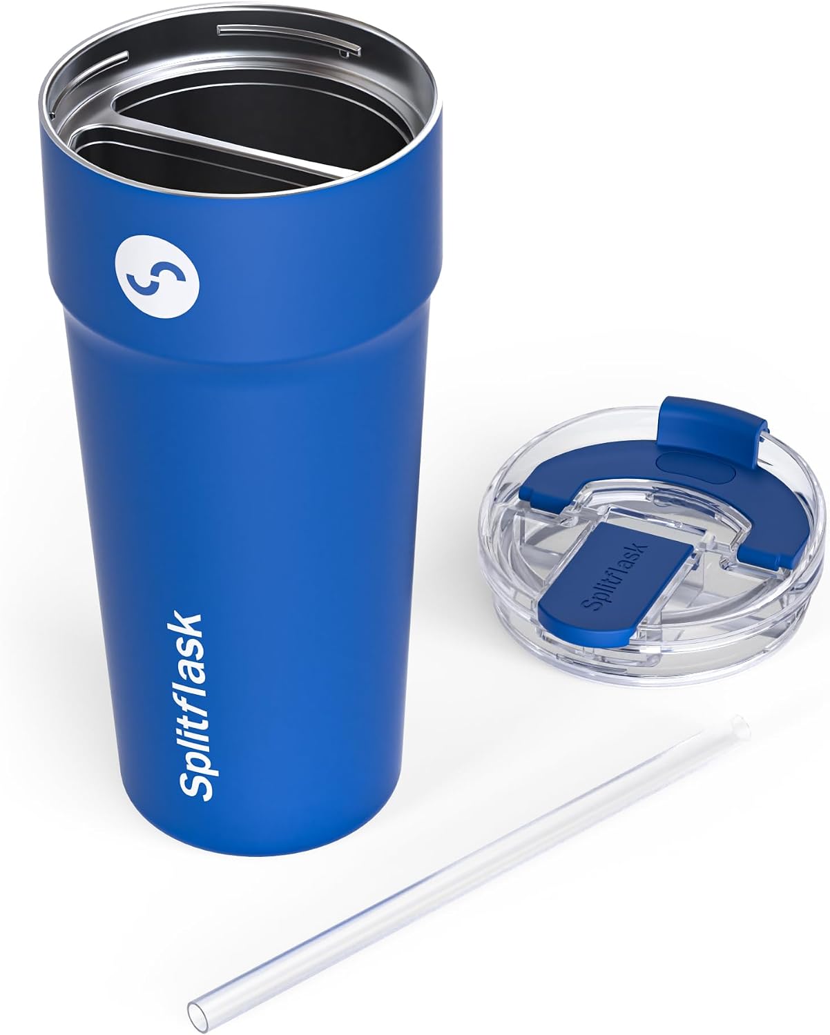 Splitflask Dual‑Chamber 30‑oz Travel Mug – Vacuum Insulated Stainless‑Steel Hot & Cold Tumbler, Leak‑Proof Lid, Cup‑Holder Friendly, BPA‑Free.