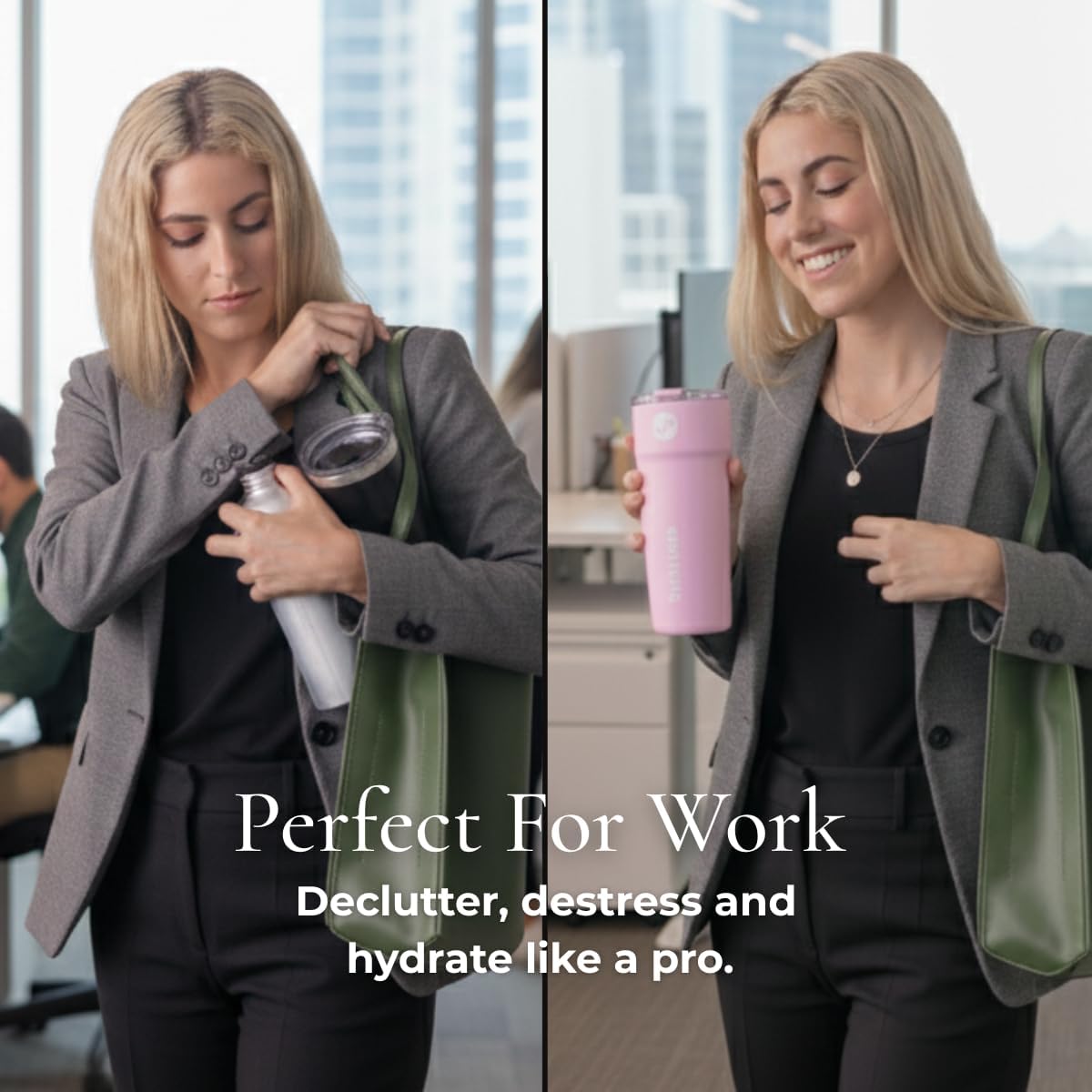 Splitflask Dual‑Chamber 30‑oz Travel Mug – Vacuum Insulated Stainless‑Steel Hot & Cold Tumbler, Leak‑Proof Lid, Cup‑Holder Friendly, BPA‑Free.