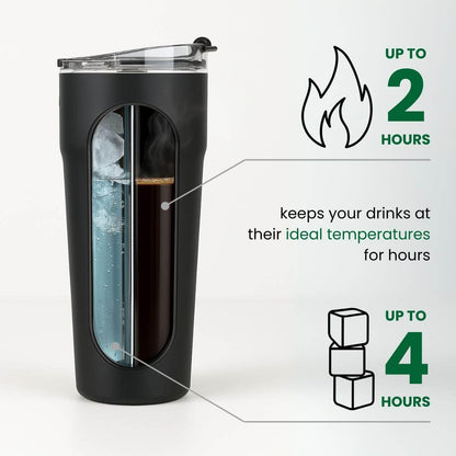 Splitflask Dual‑Chamber 30‑oz Travel Mug – Vacuum Insulated Stainless‑Steel Hot & Cold Tumbler, Leak‑Proof Lid, Cup‑Holder Friendly, BPA‑Free.
