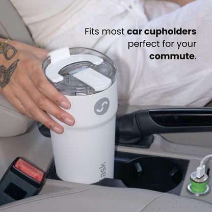 Splitflask Dual‑Chamber 30‑oz Travel Mug – Vacuum Insulated Stainless‑Steel Hot & Cold Tumbler, Leak‑Proof Lid, Cup‑Holder Friendly, BPA‑Free.