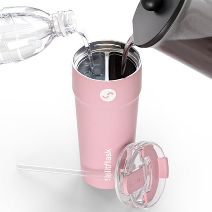 Splitflask Dual‑Chamber 30‑oz Travel Mug – Vacuum Insulated Stainless‑Steel Hot & Cold Tumbler, Leak‑Proof Lid, Cup‑Holder Friendly, BPA‑Free.