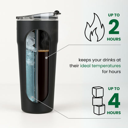 Splitflask Dual‑Chamber 30‑oz Travel Mug – Vacuum Insulated Stainless‑Steel Hot & Cold Tumbler, Leak‑Proof Lid, Cup‑Holder Friendly, BPA‑Free.