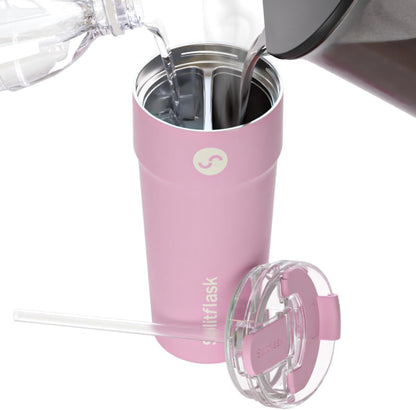 Splitflask Dual‑Chamber 30‑oz Travel Mug – Vacuum Insulated Stainless‑Steel Hot & Cold Tumbler, Leak‑Proof Lid, Cup‑Holder Friendly, BPA‑Free.